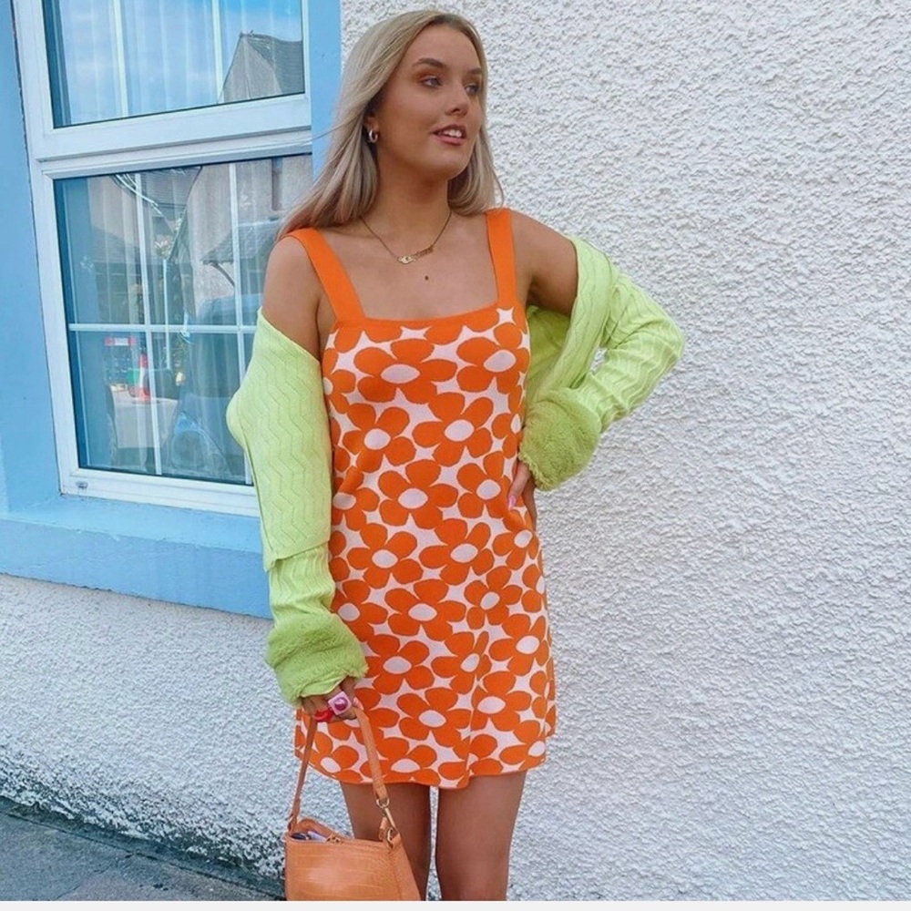 Zara Orange and White Mini Dress